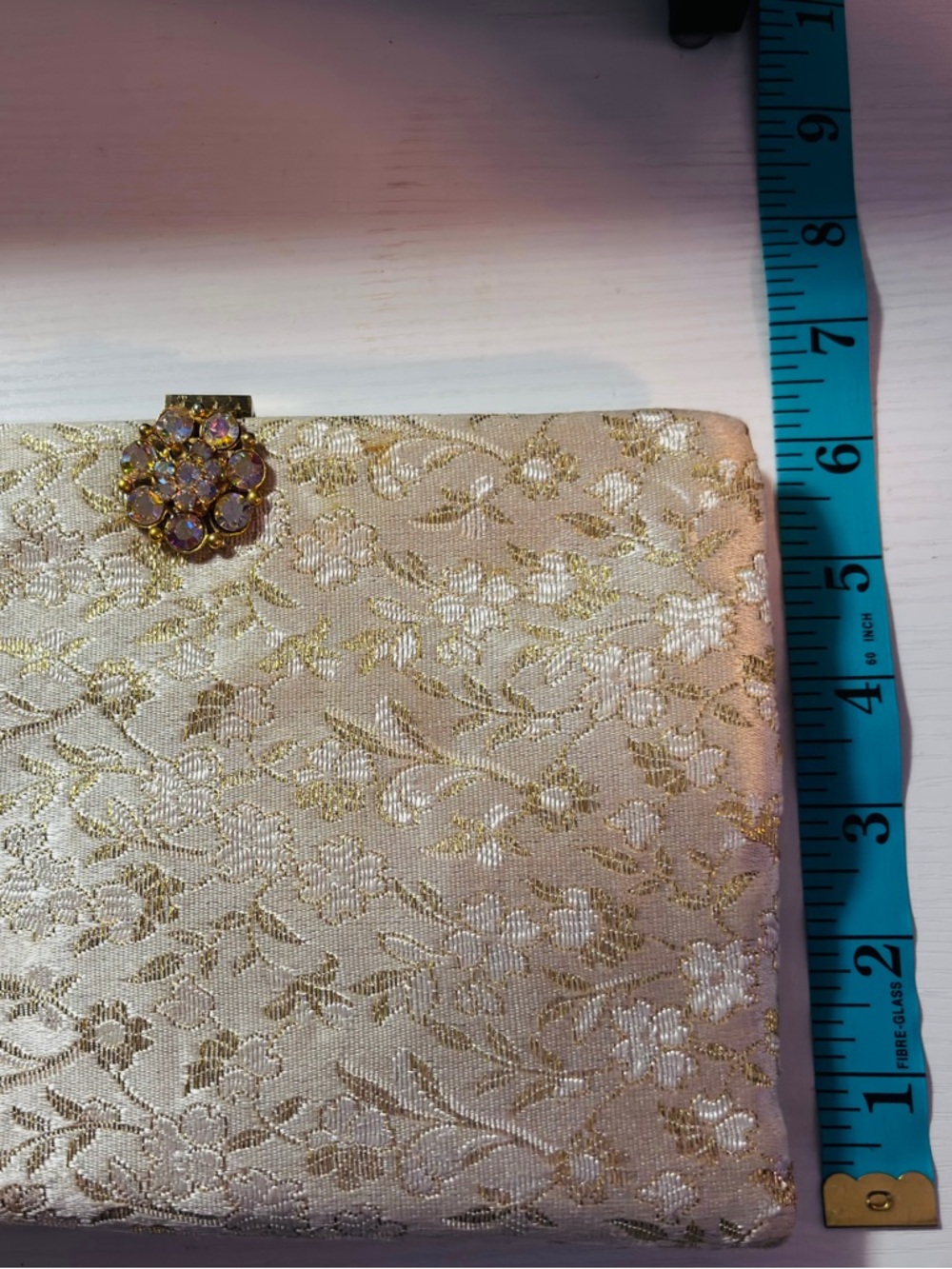 VINTAGE 1950s Ingber Gold Brocade Jeweled Clutch w Mirror Set - Picture 12 of 12